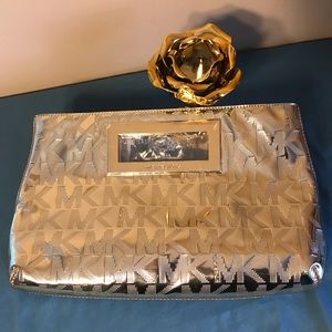 Michael Kors GOLD Monogram Clutch NWT